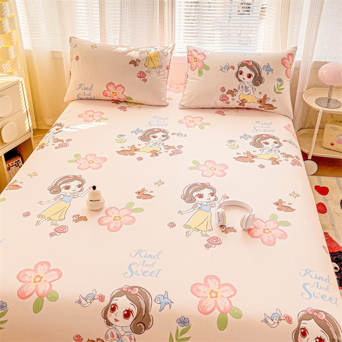 91家纺网 家纺一手货源 找家纺 名兮家居 2025新款正版授权经典奥特曼-三丽鸥全棉印花床笠 白雪公主