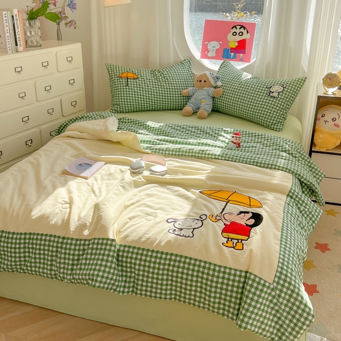 91家纺网 家纺一手货源 找家纺 （总）子钦2025春夏新款水洗棉云朵棉毛巾绣ins风单夏被夏被四件套