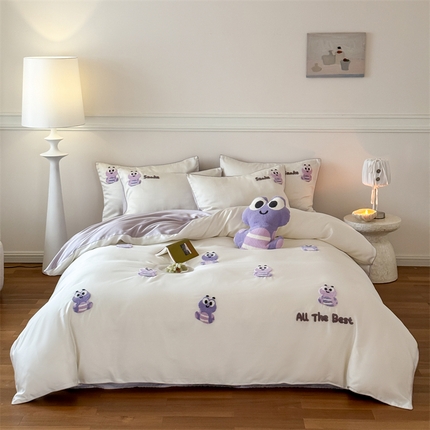 91家纺网 家纺一手货源 找家纺 （总）FORTWO家纺原创设计（FOR TWO家纺） 2025新款60支兰精天丝卡通毛巾绣四件套-麻绳款