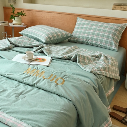 91家纺网 家纺一手货源 找家纺 寐眠2025新款全棉水洗棉刺绣夏被【夏被四件套】 绿野仙踪