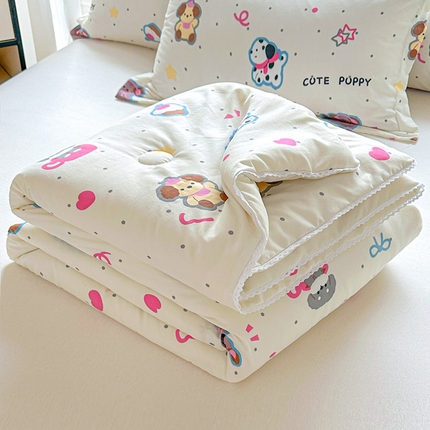 创优  2025新款有氧双层纱小清新印花小花边夏被夏凉被可机洗空调被子被芯 多彩小汪