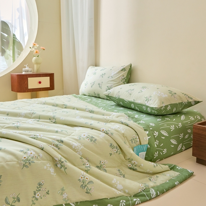 91家纺网 家纺一手货源 找家纺 珂博家纺2025新款亲肤全棉印花夏被 茶艺