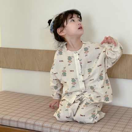 91家纺网 家纺一手货源 找家纺 （总）妍景家居生活馆 2025新款全棉纯棉儿童圆领家居服 