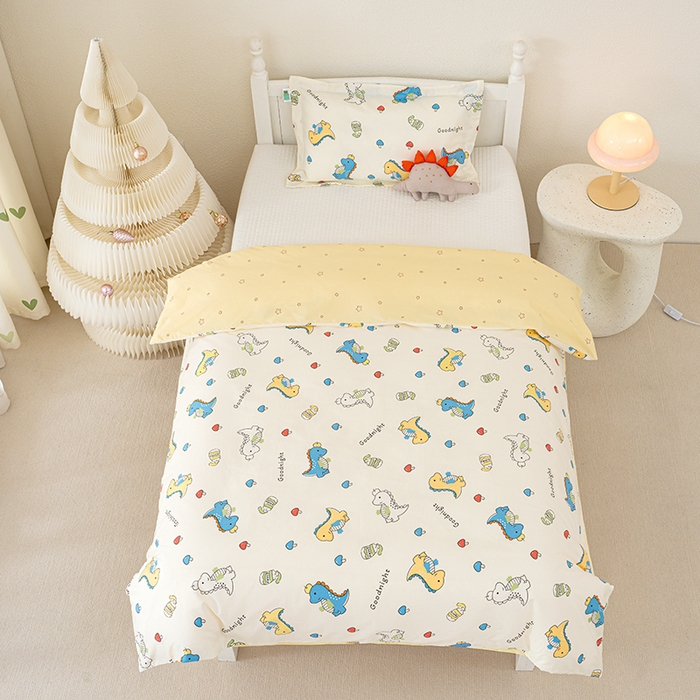 91家纺网 家纺一手货源 找家纺 良佐生活 2025新款高支高密全棉儿童被套 元气恐龙