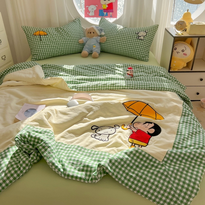 91家纺网 家纺一手货源 找家纺 （总）子钦2025春夏新款水洗棉云朵棉毛巾绣ins风单夏被夏被四件套