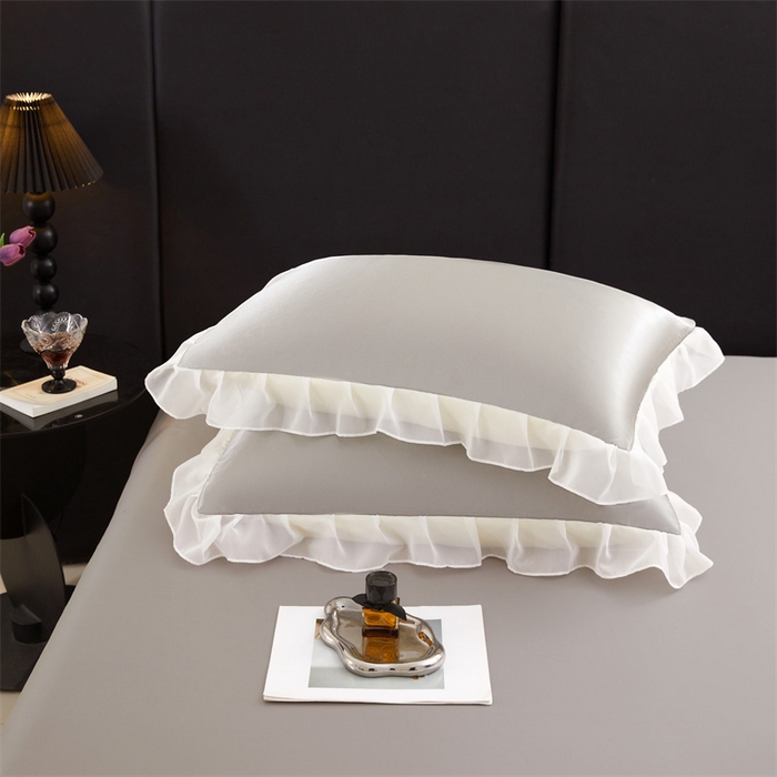 91家纺网 家纺一手货源 找家纺 （总）梦舒羽 2025新款公主风夏季冰丝枕套单人一对装可水洗花边枕头套宿舍48x74cm枕芯套枕头套