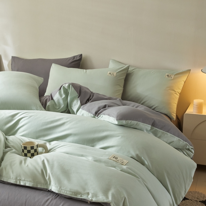 91家纺网 家纺一手货源 找家纺 （总）莱通家纺 2025新款纯色双拼四件套