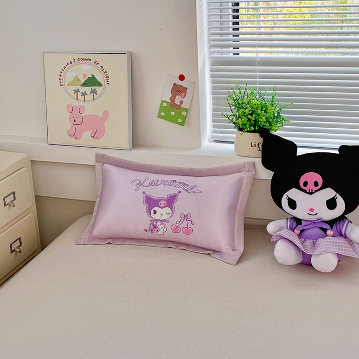 91家纺网 家纺一手货源 找家纺 博雅2025新款冰丝单枕套三丽欧，宇航员，卡皮 樱桃库洛米