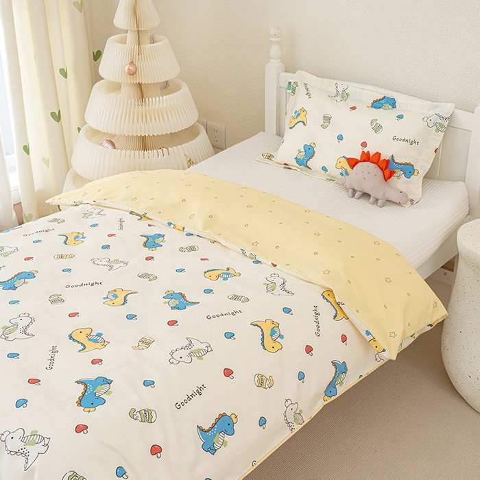 91家纺网 家纺一手货源 找家纺 良佐生活 2025新款高支高密全棉儿童被套 元气恐龙