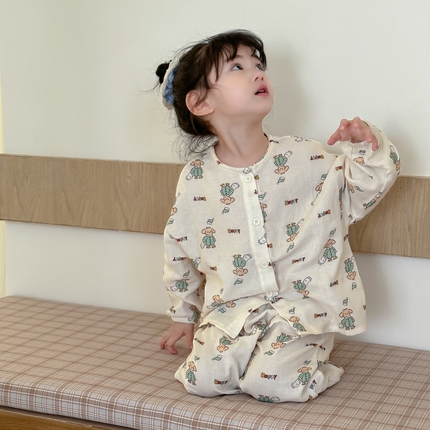 （总）妍景家居生活馆 2025新款全棉纯棉儿童圆领家居服 