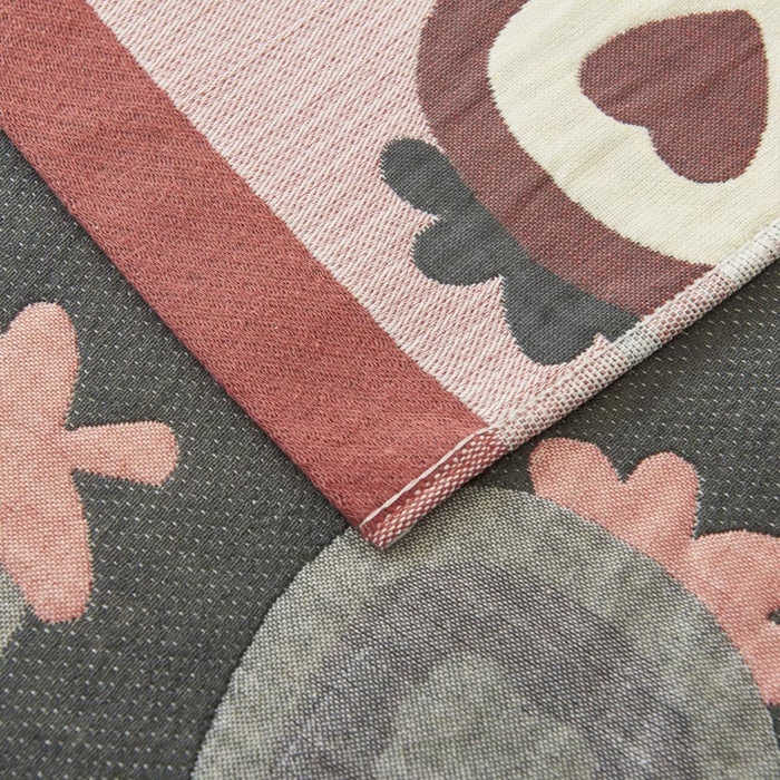 91家纺网 家纺一手货源 找家纺 2025新款纯棉加厚精梳棉纱布枕巾 草莓巧心 -豆粉 52*78cm/对