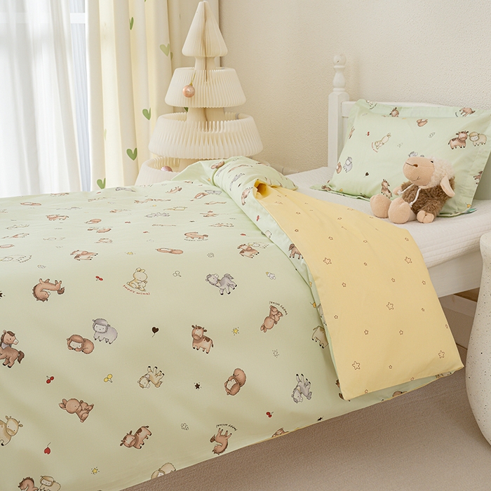 91家纺网 家纺一手货源 找家纺 良佐生活 2025新款高支高密全棉儿童被套 马里奥