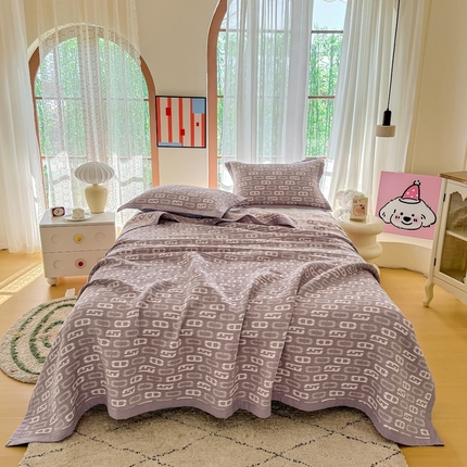 91家纺网 家纺一手货源 找家纺 （总）棠薇家纺2025新款简约风多功能纱布盖毯纱布毯子毛巾被床盖沙发巾单毯枕巾枕套三件套