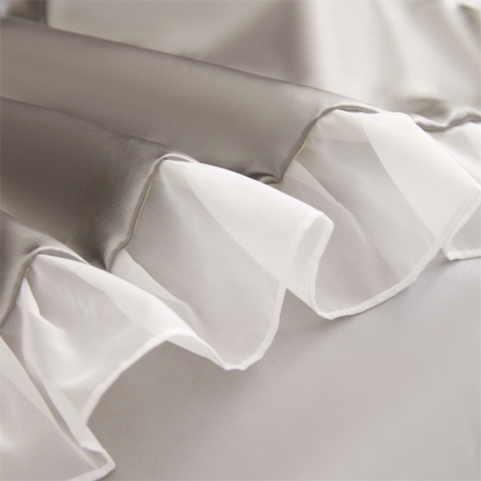 91家纺网 家纺一手货源 找家纺 梦舒羽 2025新款公主风夏季冰丝枕套单人一对装可水洗花边枕头套宿舍48x74cm枕芯套枕头套 花边款-典雅灰