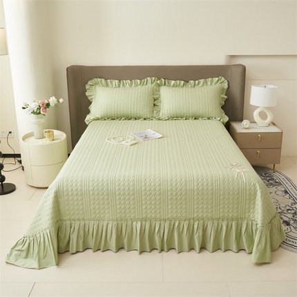 恒爱 2025新款A类全棉纯棉多功能夏被夏凉被空调被四件套-一枝独秀 抹茶绿