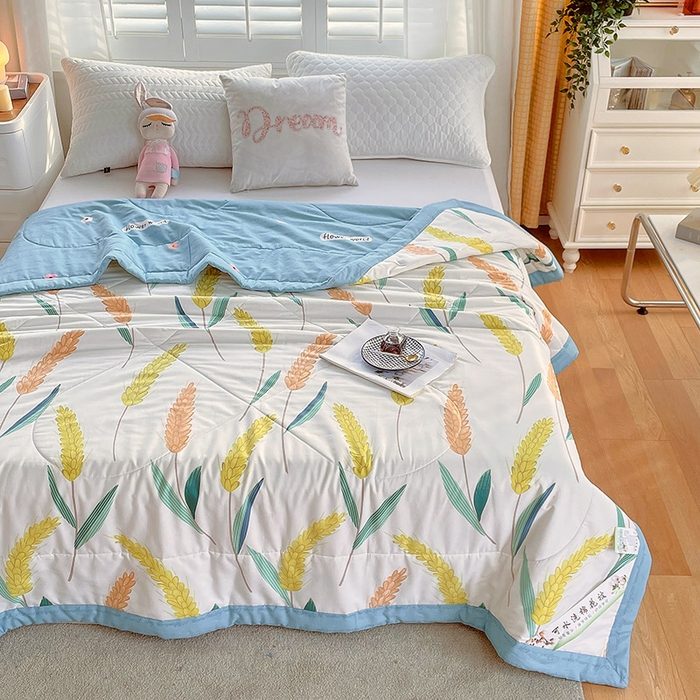 91家纺网 家纺一手货源 找家纺  2025新款A类全棉棉花夏被纯棉夏被 被子被芯 麦香米