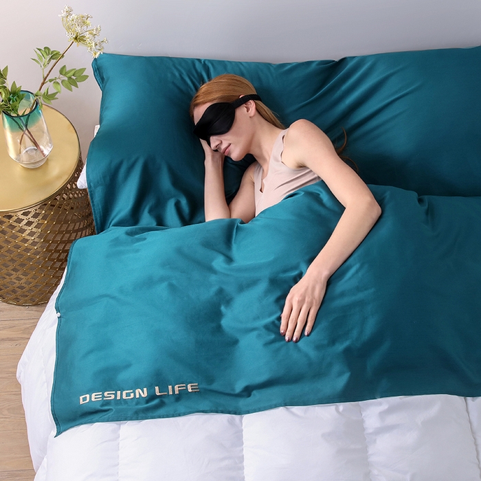 91家纺网 家纺一手货源 找家纺 佳汐蓝家纺 2025新款60支全棉纯色隔脏睡袋 翡翠绿