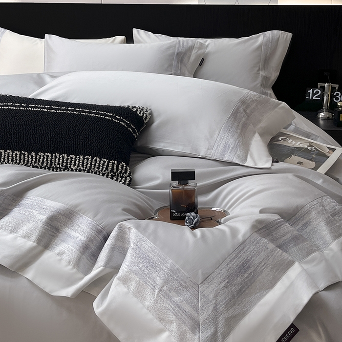 91家纺网 家纺一手货源 找家纺 直播爆款A类100支长绒棉夹棉床盖床笠四件套全棉纯棉床单加厚高端重工刺绣四季款床上用品 瑾雅-蔓帝灰