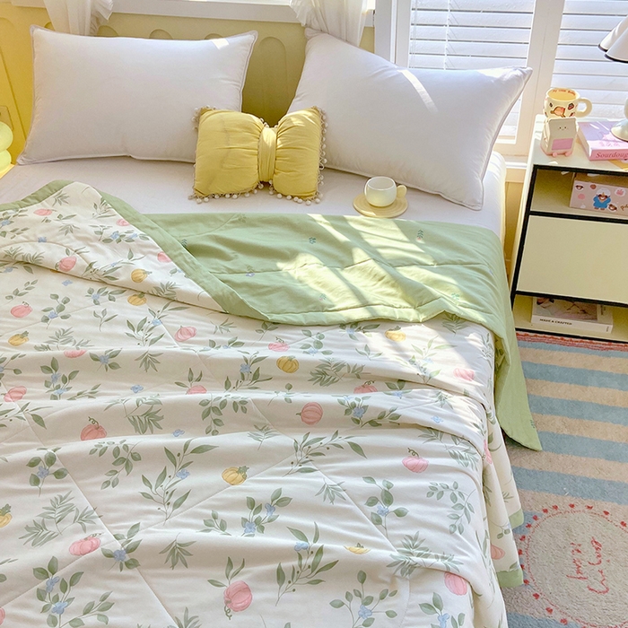 91家纺网 家纺一手货源 找家纺  2025新款A类全棉棉花夏被纯棉夏被 被子被芯 轻婉花语