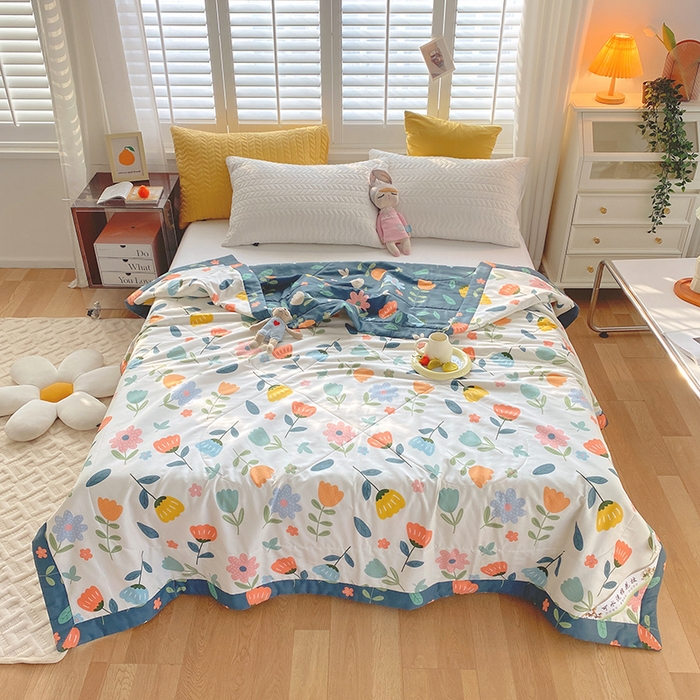 91家纺网 家纺一手货源 找家纺  2025新款A类全棉棉花夏被纯棉夏被 被子被芯 落落繁花