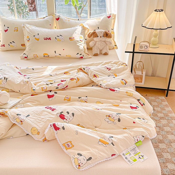 91家纺网 家纺一手货源 找家纺 创优  2025新款有氧双层纱小清新印花小花边夏被夏凉被可机洗空调被子被芯 豆包