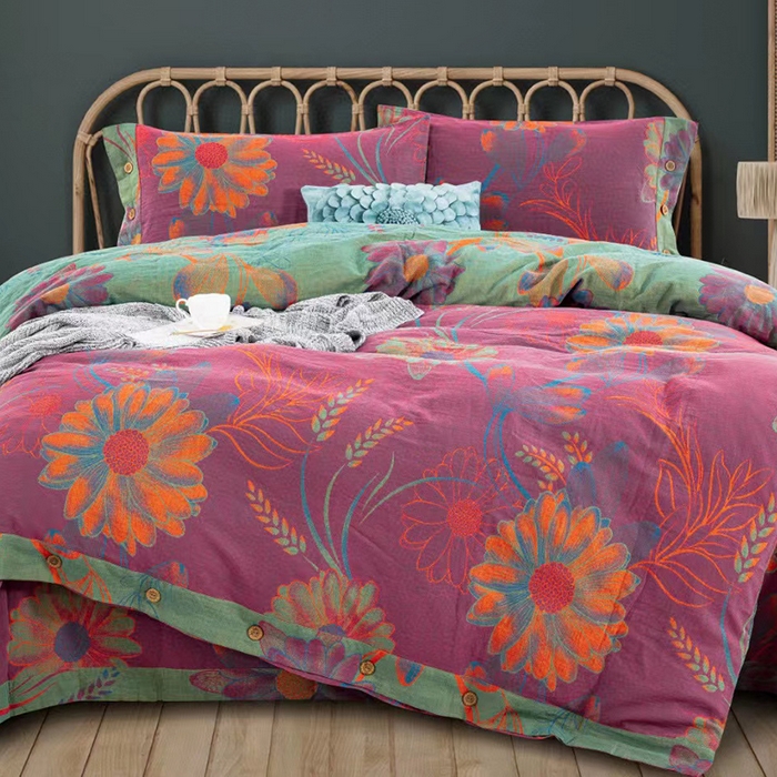 91家纺网 家纺一手货源 找家纺 双层纱家居 2025新款深色系列双层纱四件套 格林纳达酒红