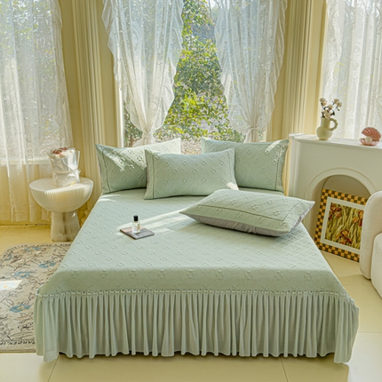 91家纺网 家纺一手货源 找家纺 （总）伊而梦蚊帐 2025新款A类3D凉感冰豆豆床裙款单边四叶草凉席席子