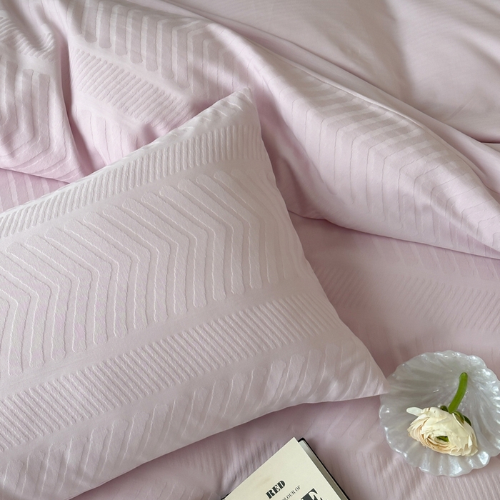 91家纺网 家纺一手货源 找家纺 例外Home 2025新款全棉提花四件套-鱼骨纹 鱼骨纹-浅浅紫