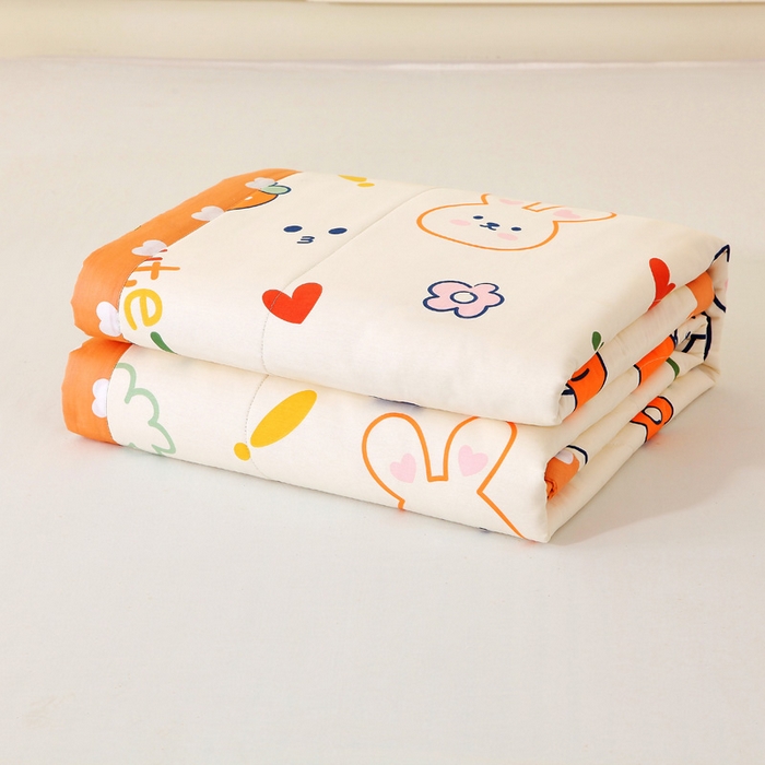 91家纺网 家纺一手货源 找家纺  2025新款A类全棉棉花夏被纯棉夏被 被子被芯 蜜桔兔