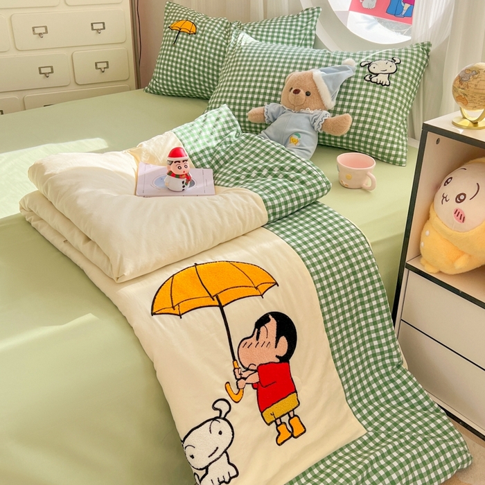 91家纺网 家纺一手货源 找家纺 （总）子钦2025春夏新款水洗棉云朵棉毛巾绣ins风单夏被夏被四件套