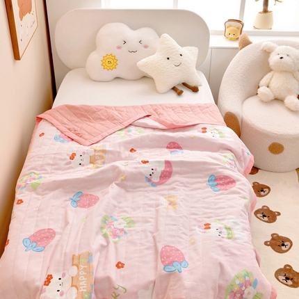 91家纺网 家纺一手货源 找家纺 梵赫   2025新款全棉卡通夏被 蝴蝶结小兔