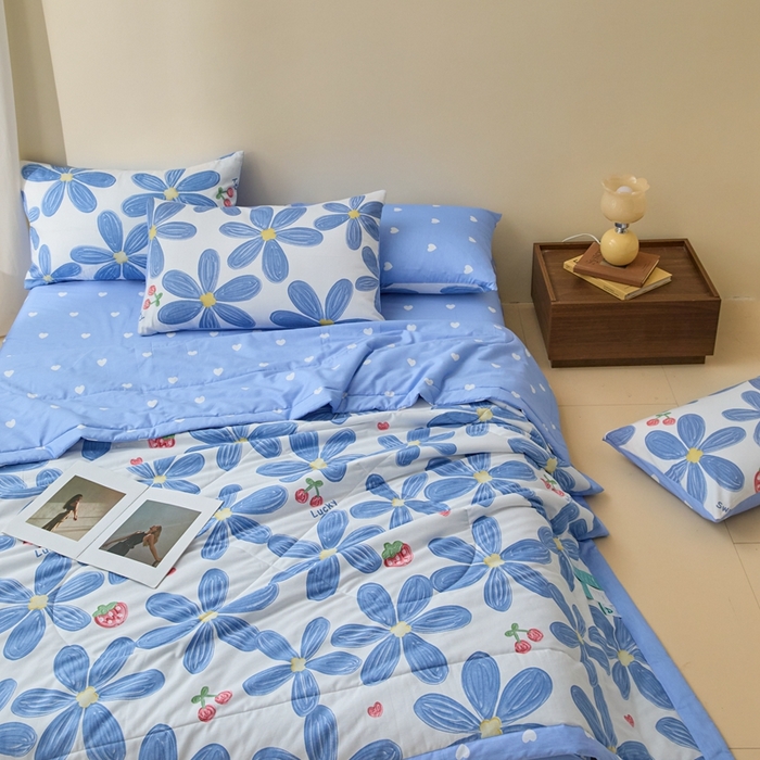 91家纺网 家纺一手货源 找家纺 珂博家纺2025新款亲肤全棉印花夏被 小情调