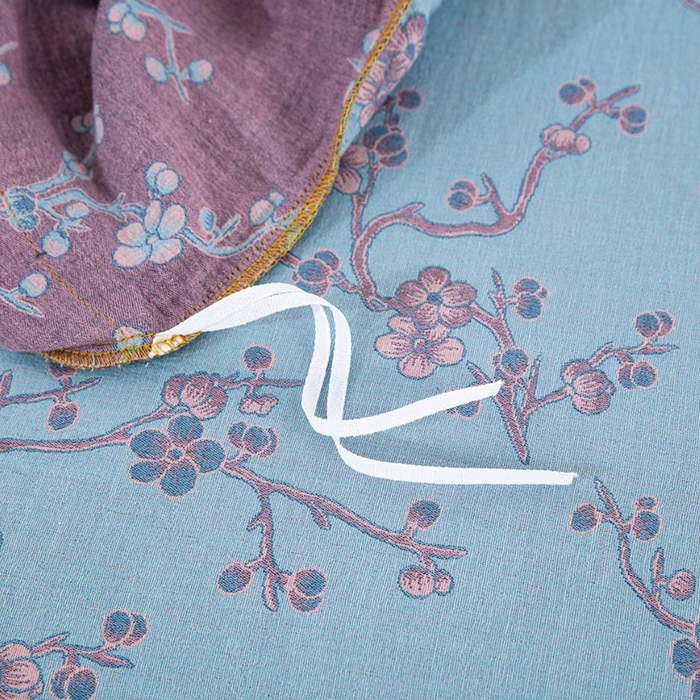 91家纺网 家纺一手货源 找家纺 双层纱家居 2025新款浅色系列双层纱四件套 腊梅蓝