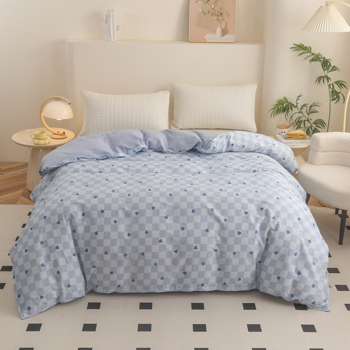 91家纺网 家纺一手货源 找家纺 圣锦 2025新款全棉四件套满心欢喜-蓝