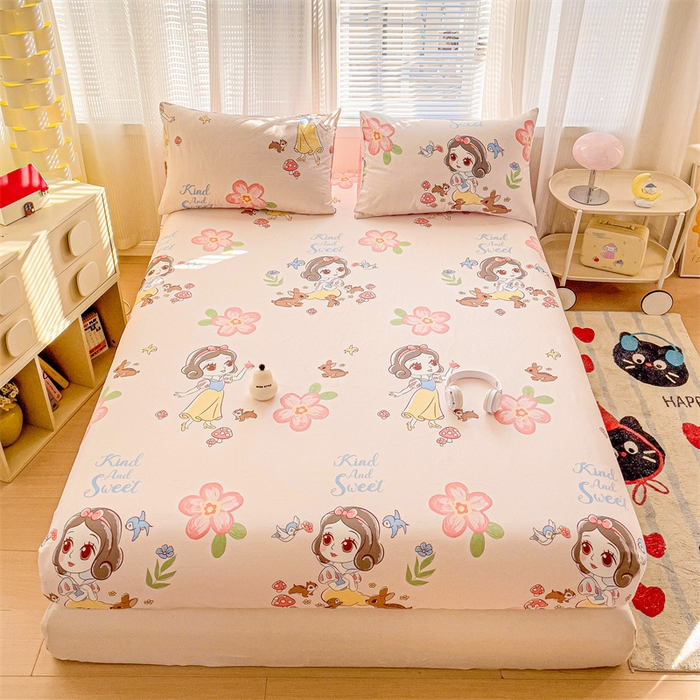 91家纺网 家纺一手货源 找家纺 名兮家居 2025新款正版授权经典奥特曼-三丽鸥全棉印花床笠 白雪公主