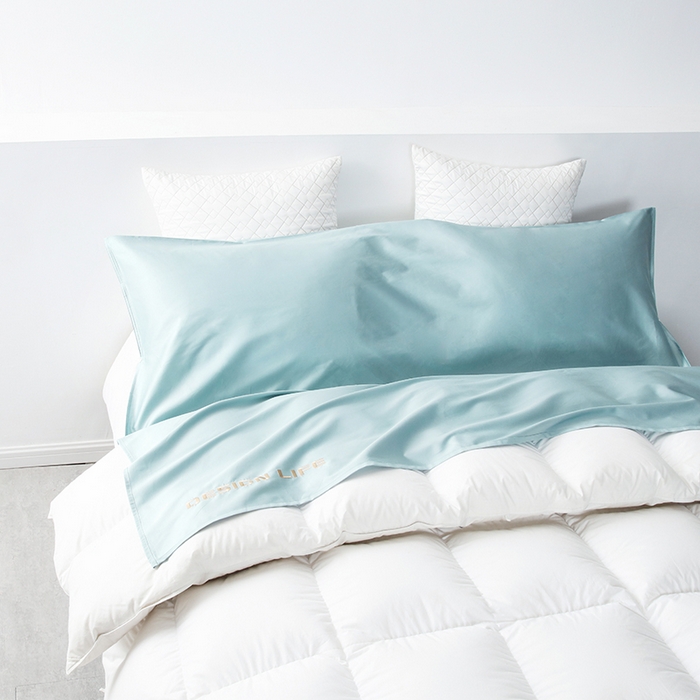 91家纺网 家纺一手货源 找家纺 佳汐蓝家纺 2025新款60支全棉纯色隔脏睡袋 丛林蓝