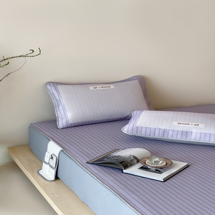 三味舒屋 2025新款时尚简约小年轻专属900D高端养生印花冰藤凉席 摩普紫-床笠款