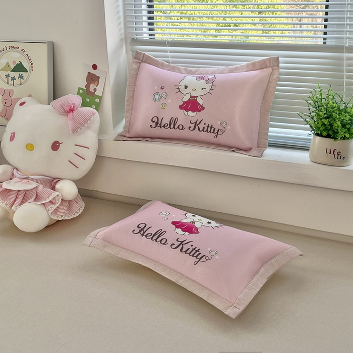 91家纺网 家纺一手货源 找家纺 博雅2025新款三丽欧冰丝单枕套 花花KT