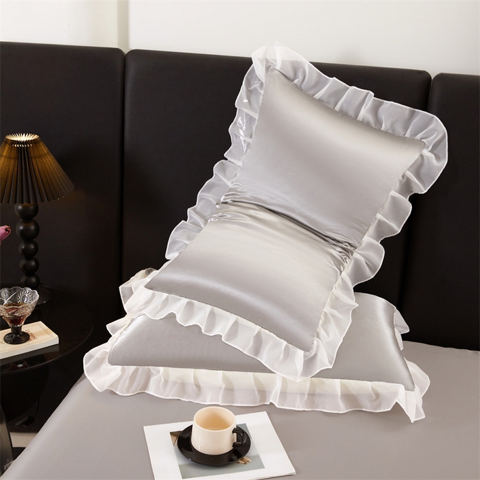 91家纺网 家纺一手货源 找家纺 （总）梦舒羽 2025新款公主风夏季冰丝枕套单人一对装可水洗花边枕头套宿舍48x74cm枕芯套枕头套