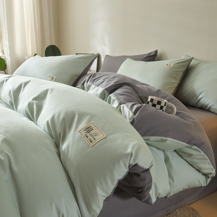 91家纺网 家纺一手货源 找家纺 （总）莱通家纺 2025新款纯色双拼四件套