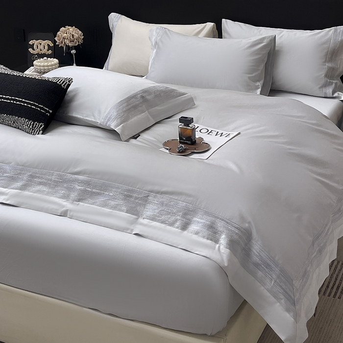 91家纺网 家纺一手货源 找家纺 春夏A类长绒棉夹棉床盖床笠四件套全棉纯棉纯色绗绣四季款保护罩高级感床上用品 瑾雅-蔓帝灰