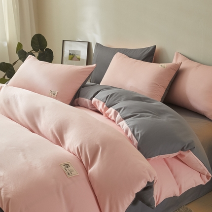 91家纺网 家纺一手货源 找家纺 （总）莱通家纺 2025新款纯色双拼四件套