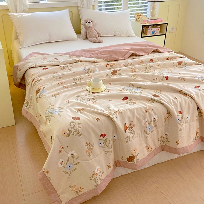 91家纺网 家纺一手货源 找家纺  2025新款A类全棉棉花夏被纯棉夏被 被子被芯 茉晓