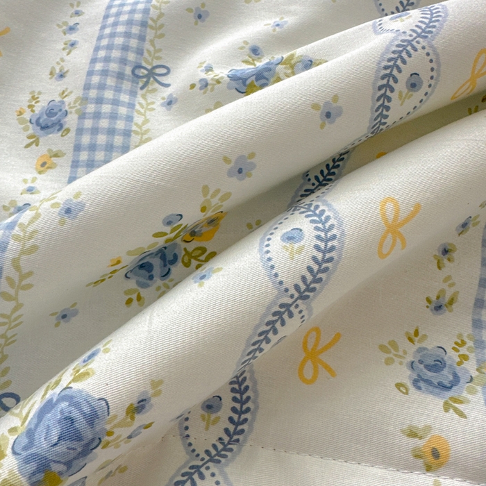 91家纺网 家纺一手货源 找家纺 曼之夏 2025新款全棉印花夏被四件套 蓝铃