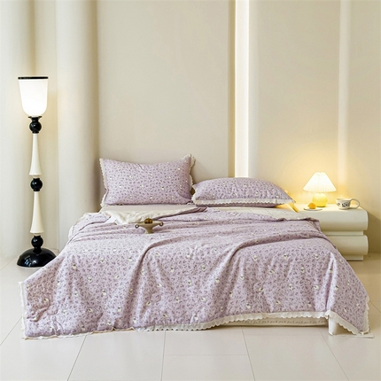 91家纺网 家纺一手货源 找家纺 （总）2025新款全棉花边大豆夏被四件套