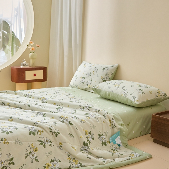 91家纺网 家纺一手货源 找家纺 珂博家纺2025新款亲肤全棉印花夏被 花香雪