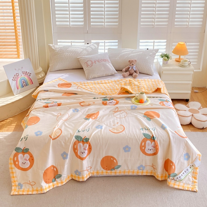 91家纺网 家纺一手货源 找家纺  2025新款A类全棉棉花夏被纯棉夏被 被子被芯 蜜桔兔