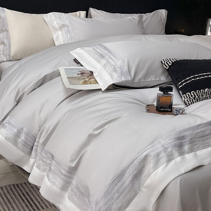 高端轻奢A类母婴级长绒棉全工艺刺绣四件套纯棉全棉高端春夏季爆款床上用品   瑾雅-蔓帝灰