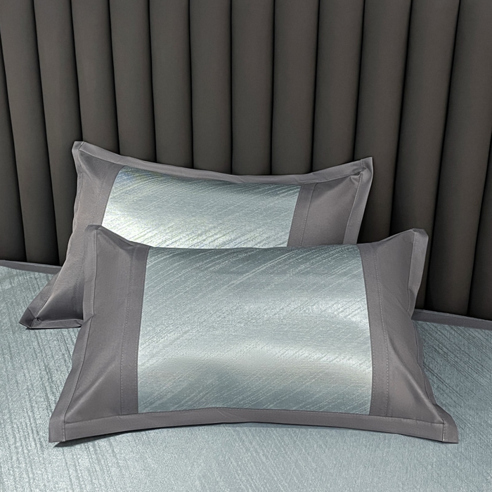 91家纺网 家纺一手货源 找家纺 阿亮家居 2025新款凉席冰丝席三明治宽包边刺绣款粗冰丝凉席流星雨灰（床笠款）