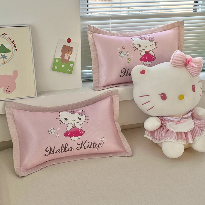 91家纺网 家纺一手货源 找家纺 博雅2025新款三丽欧冰丝单枕套 花花KT